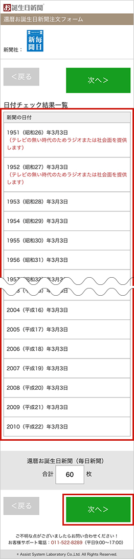 60年分の新聞チェック結果